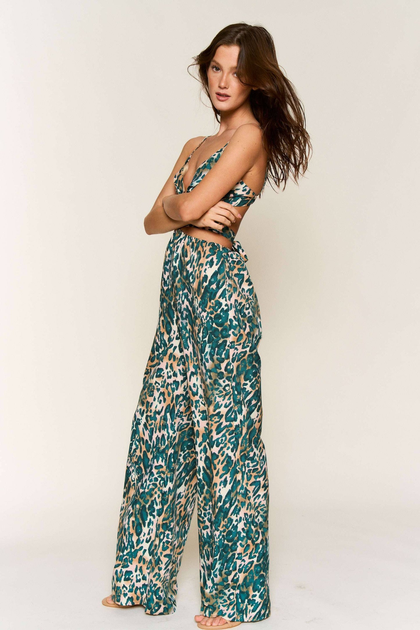 SPAGHETTI STRAP TIE BACK JUMPSUIT