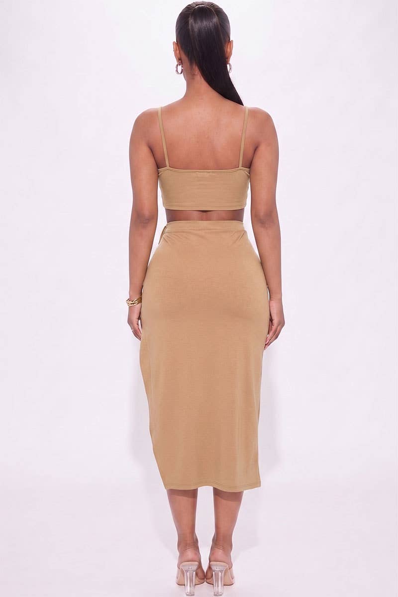 High-Slit Maxi Skirt Set