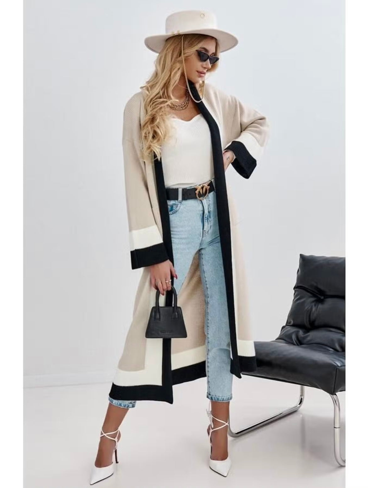 Aisha Block Cardigan-Ivory