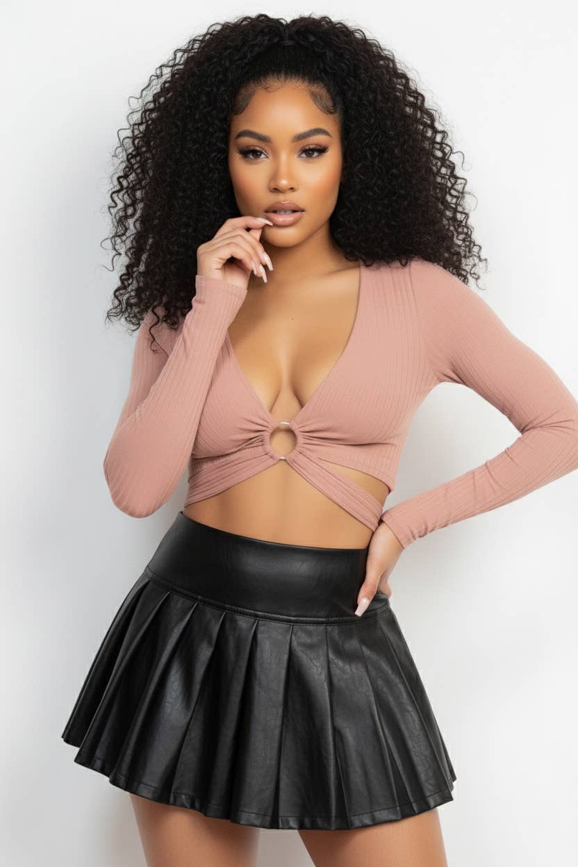WAIST BACK BELT CROP TOP