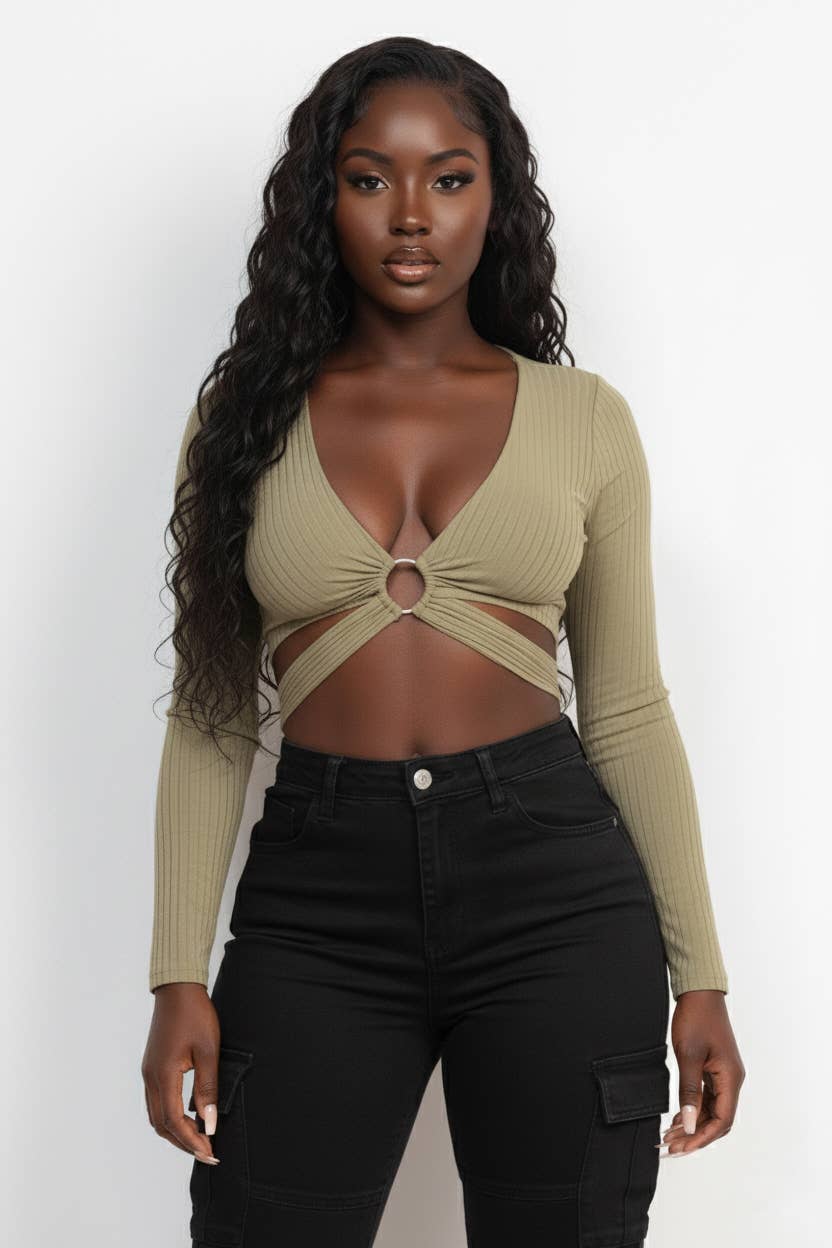 WAIST BACK BELT CROP TOP