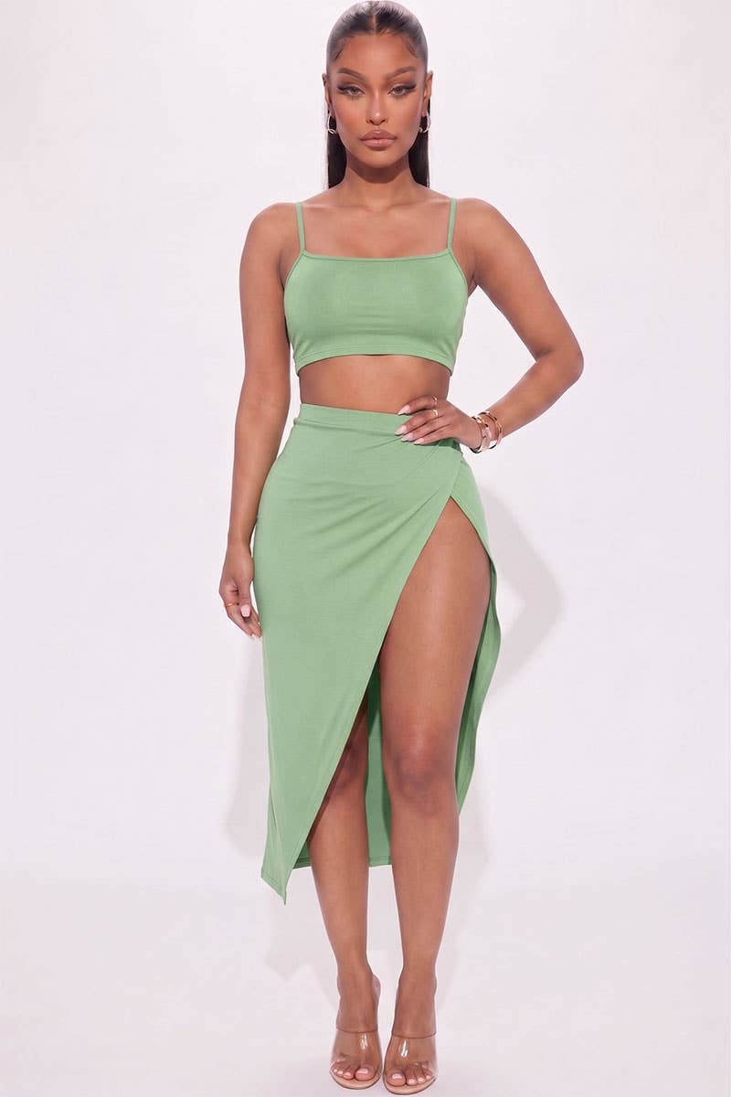 High-Slit Maxi Skirt Set