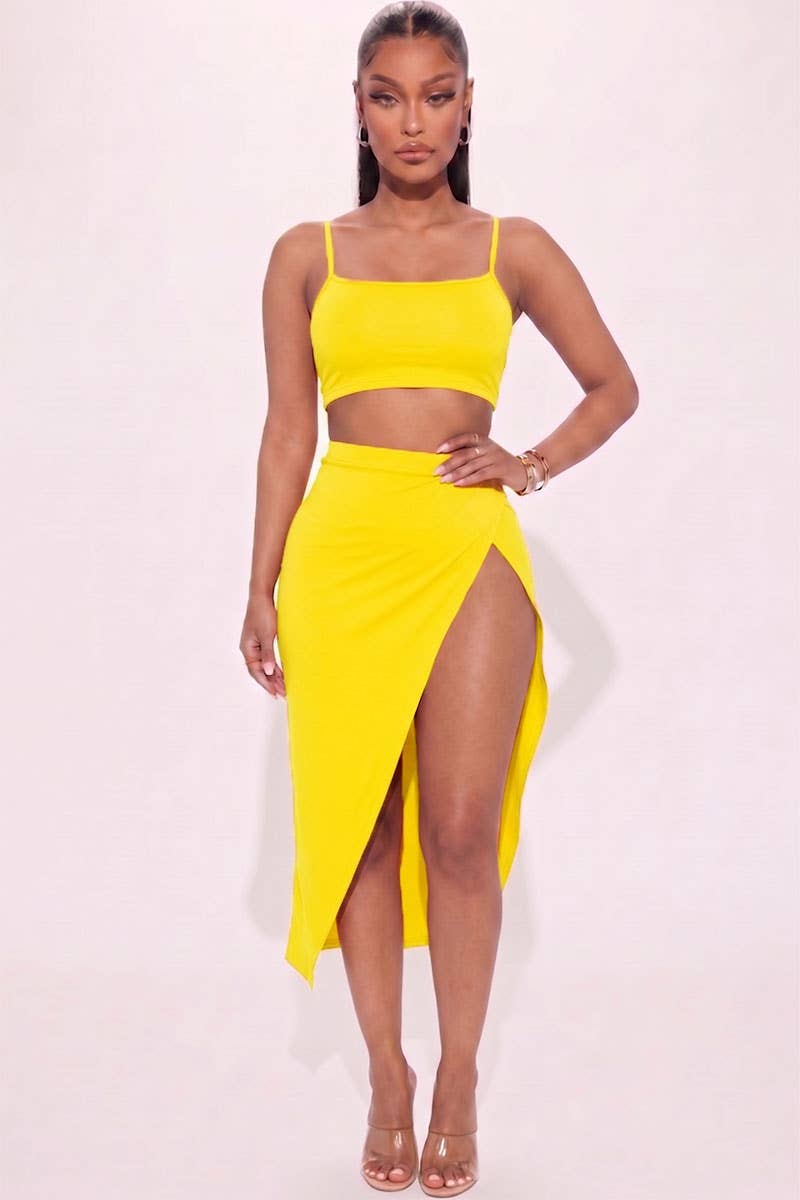 High-Slit Maxi Skirt Set