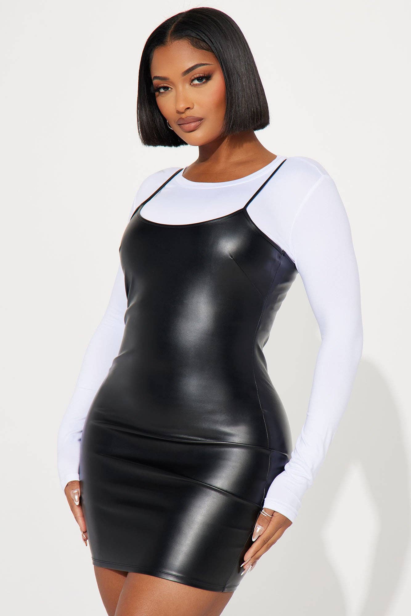 FAUX LEATHER DRESS SET