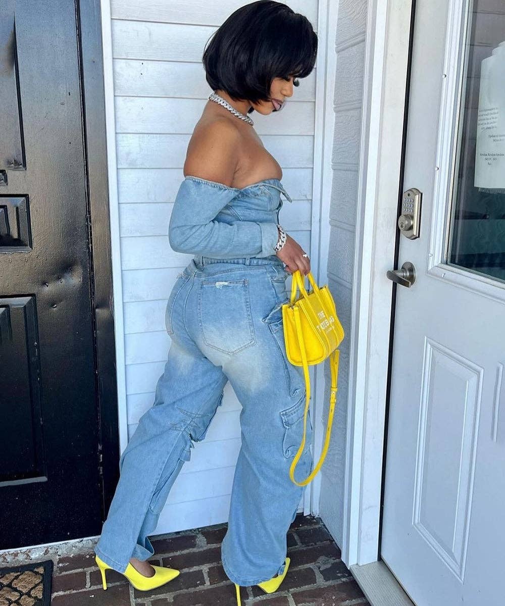 Denim Cardigan jumpsuit
