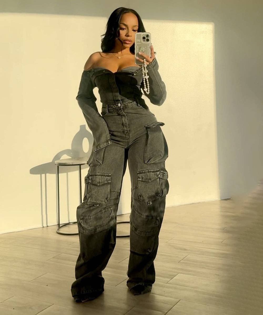 Denim Cardigan jumpsuit