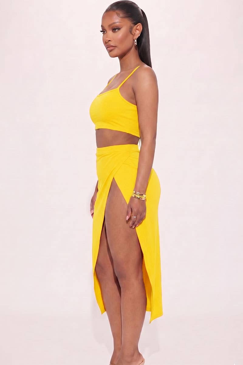 High-Slit Maxi Skirt Set