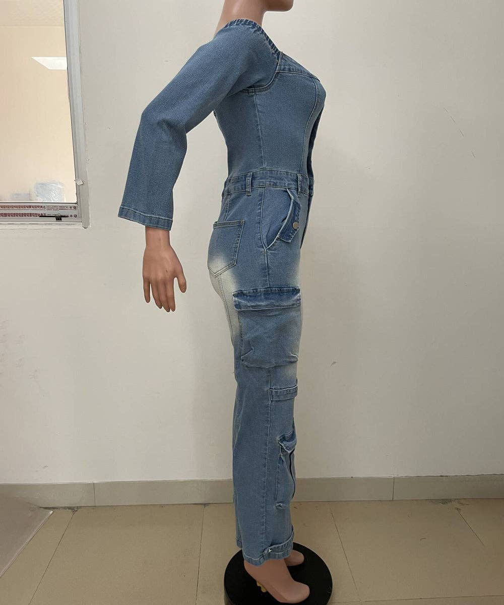 Denim Cardigan jumpsuit