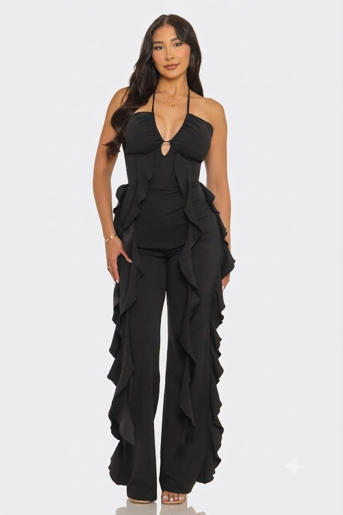 Ruffles Halter Spaghetti Jumpsuit