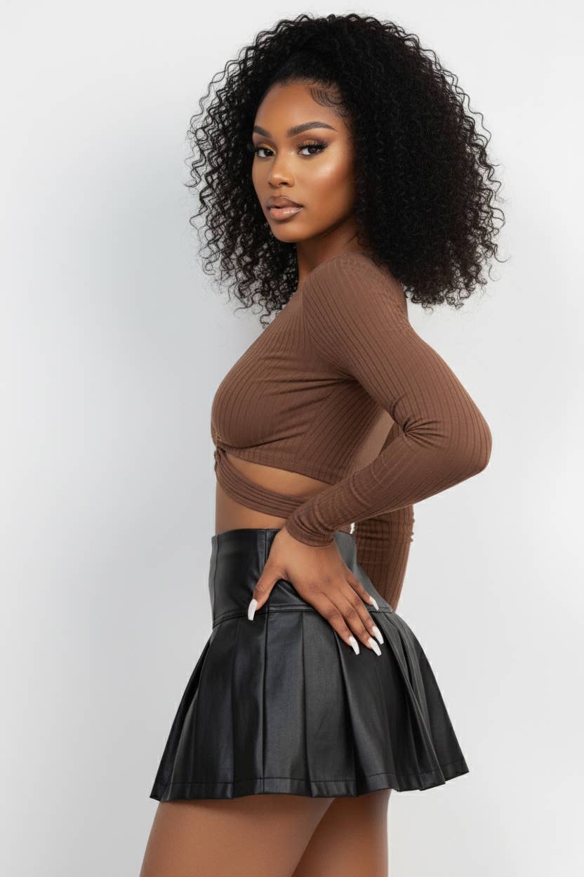 WAIST BACK BELT CROP TOP