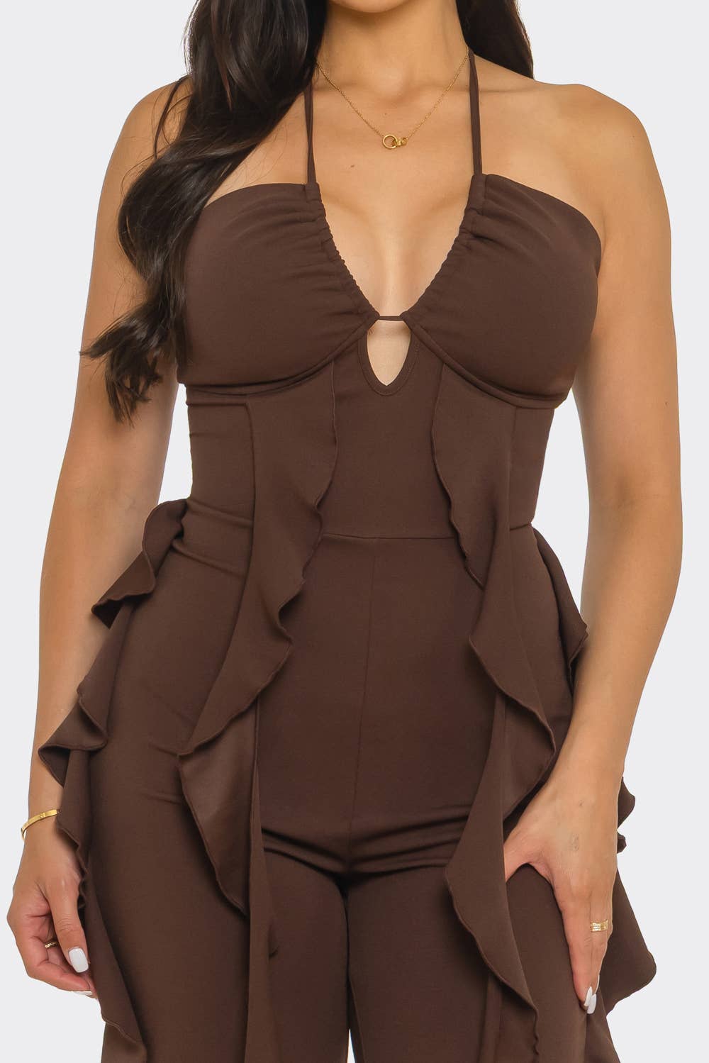 Ruffles Halter Spaghetti Jumpsuit