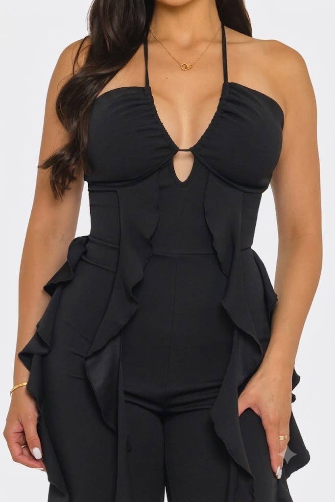 Ruffles Halter Spaghetti Jumpsuit