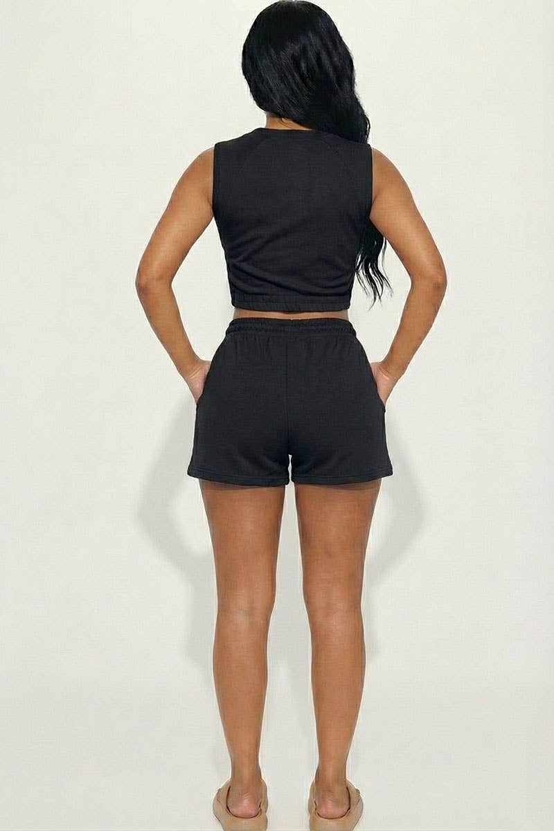 Cotton French Terry Crop Top & Shorts Set  (PRE ORDER)