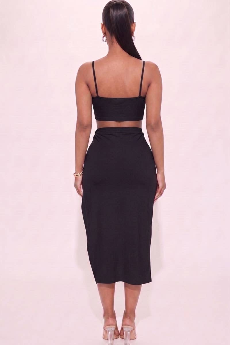 High-Slit Maxi Skirt Set