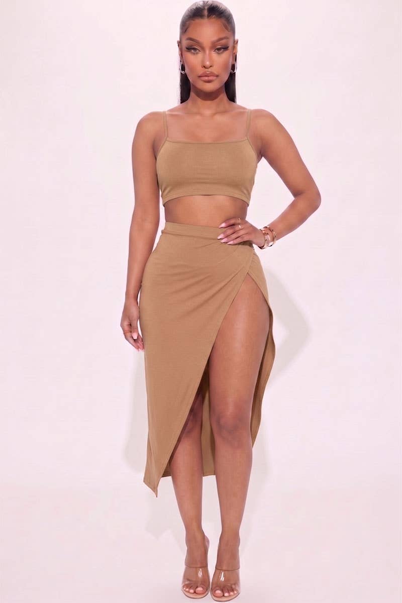 High-Slit Maxi Skirt Set