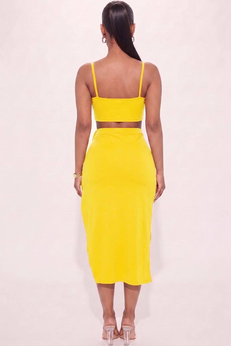 High-Slit Maxi Skirt Set