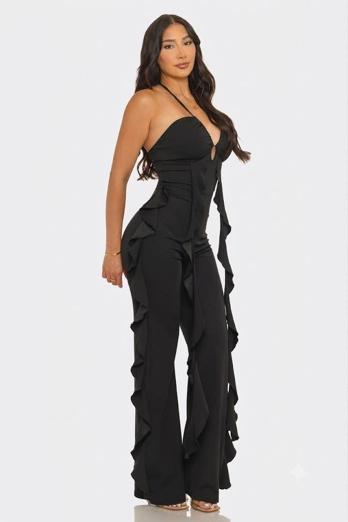 Ruffles Halter Spaghetti Jumpsuit