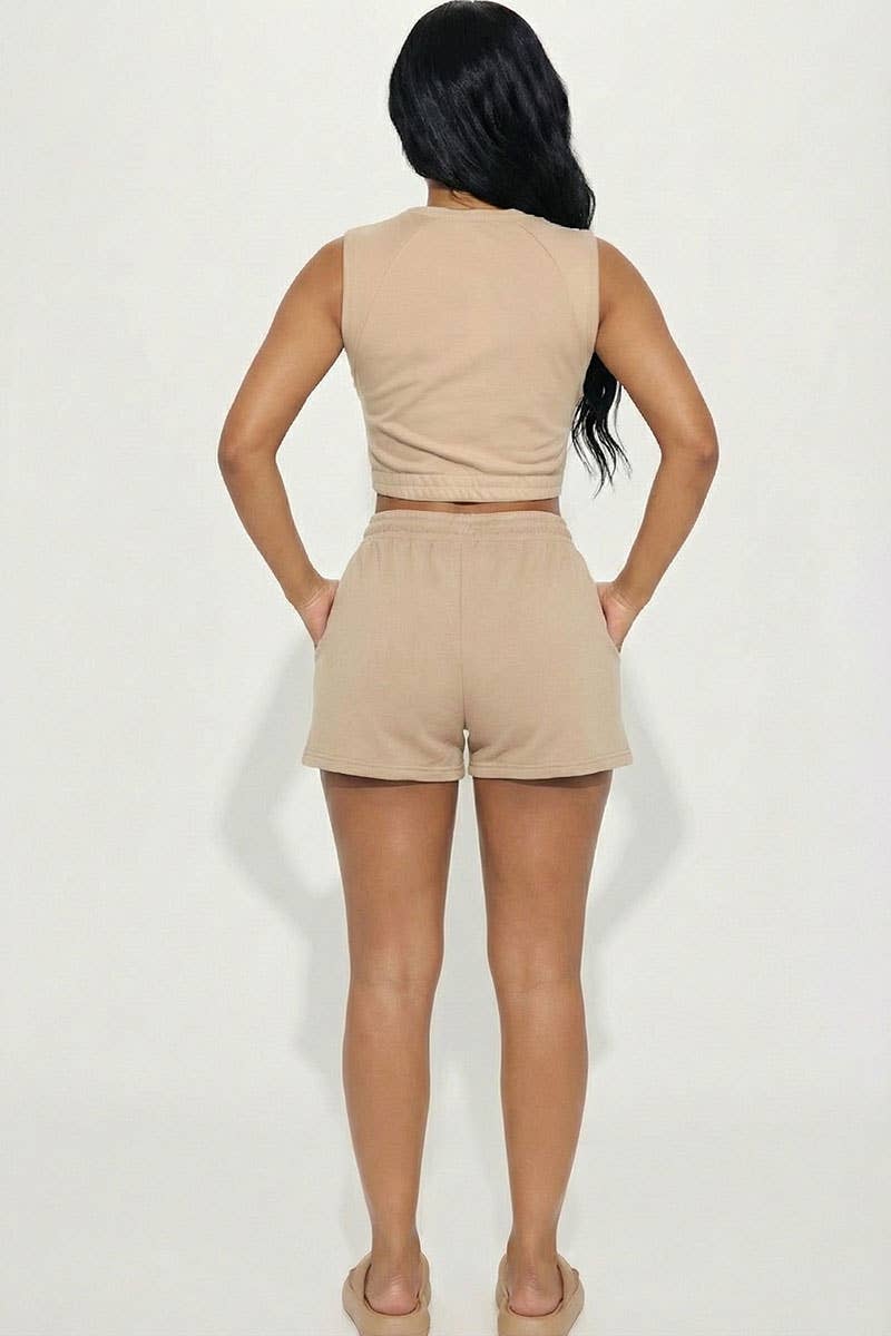 Cotton French Terry Crop Top & Shorts Set  (PRE ORDER)
