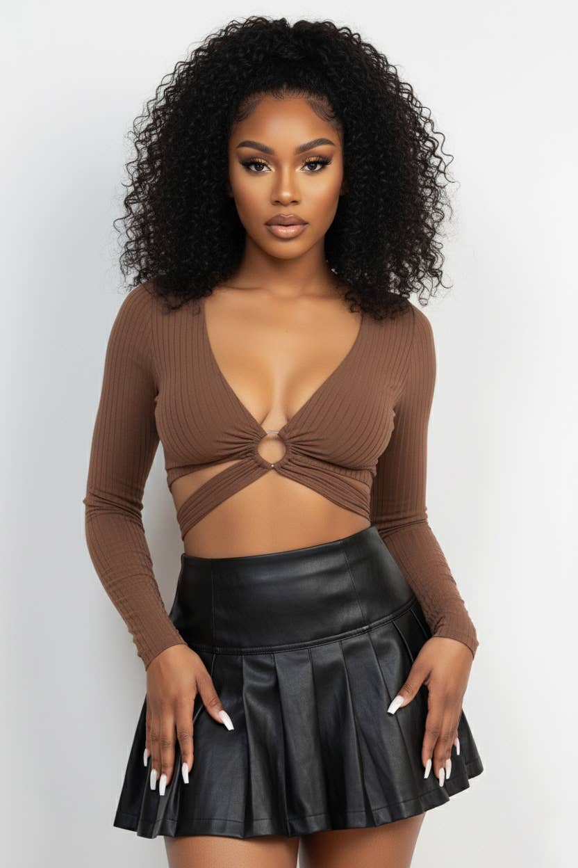 WAIST BACK BELT CROP TOP