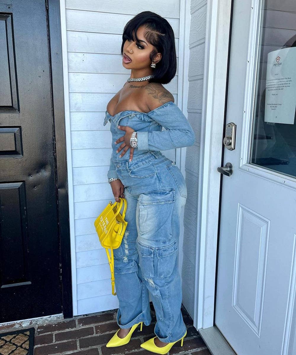 Denim Cardigan jumpsuit