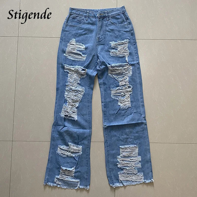 Wide Leg Ripped Jeans
