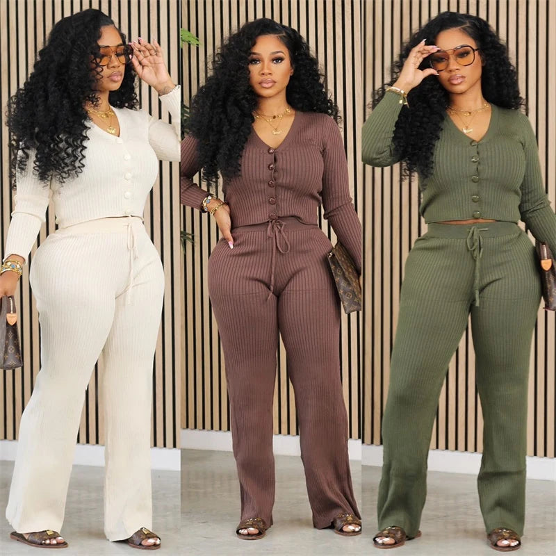 Solid Ribbed 2 Piece Set