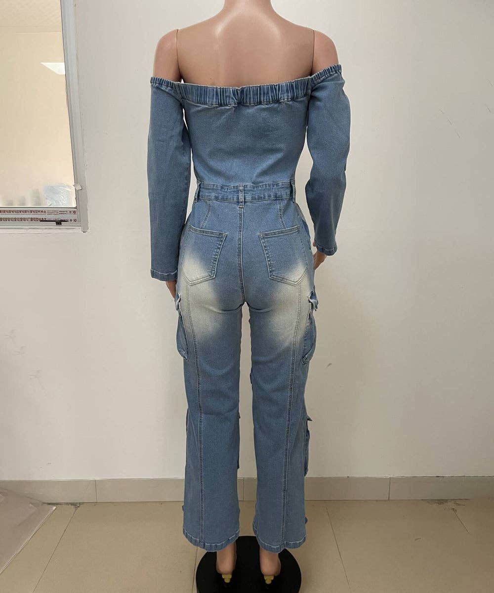 Denim Cardigan jumpsuit