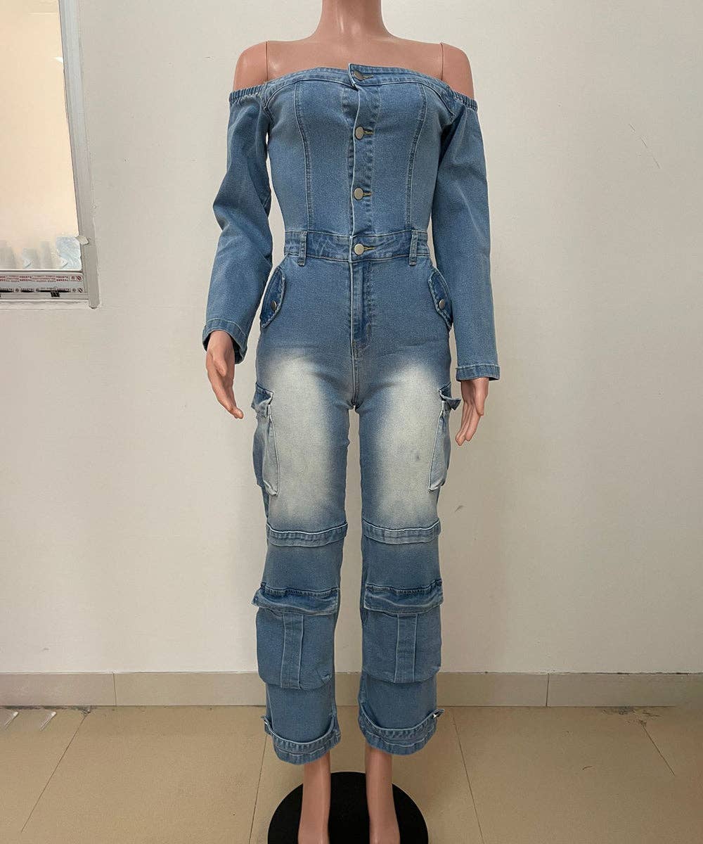 Denim Cardigan jumpsuit
