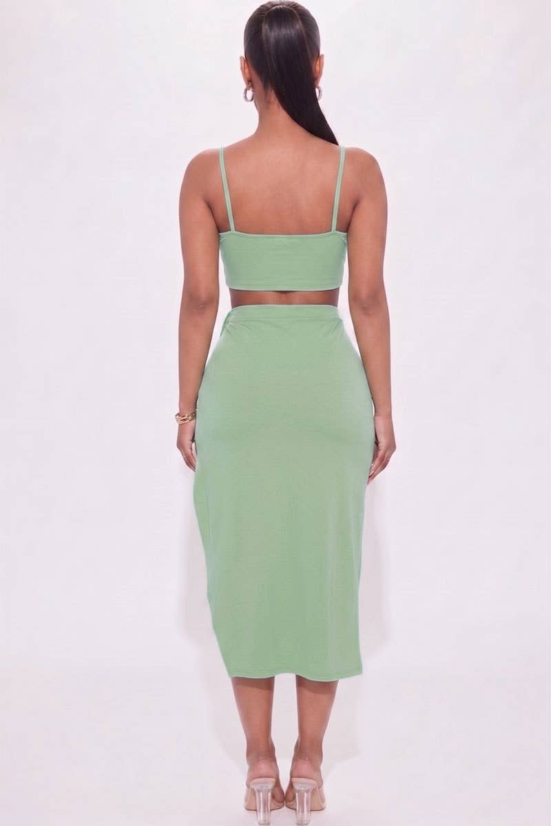 High-Slit Maxi Skirt Set